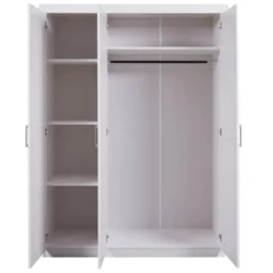 Armadio tre 3 Ante in Legno Mobile Guardaroba Bianco per Camera da Letto