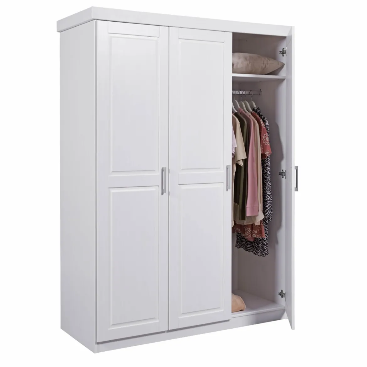 Armadio tre 3 Ante in Legno Mobile Guardaroba Bianco per Camera da Letto