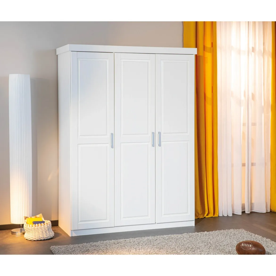 Armadio tre 3 Ante in Legno Mobile Guardaroba Bianco per Camera da Letto