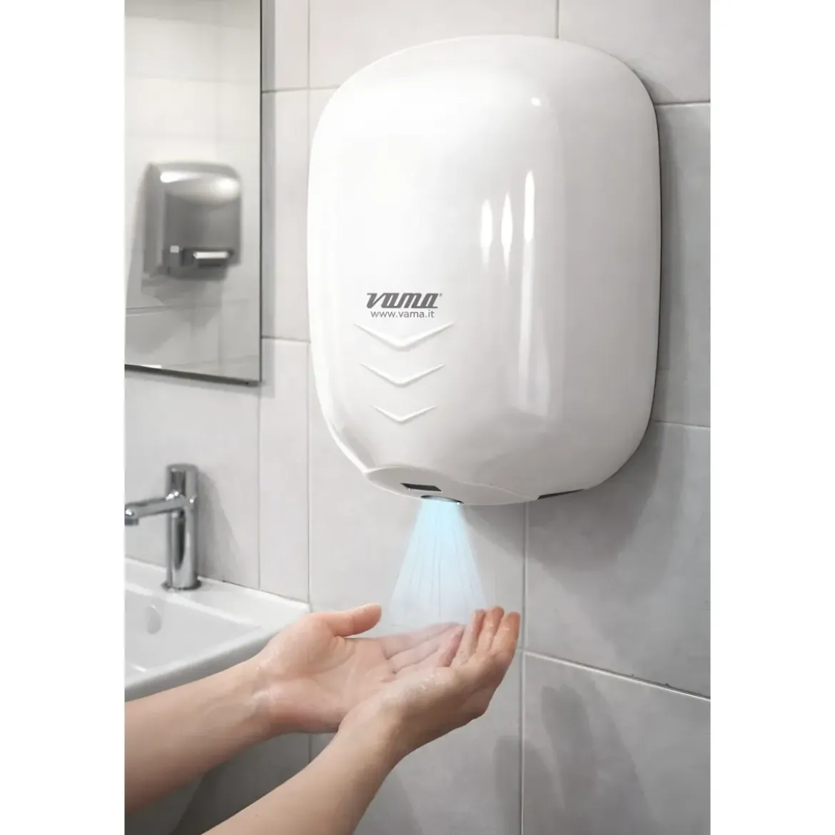 Asciugamani Elettrico a Cellula Bagno a Parete Filtro Antibatterico UV