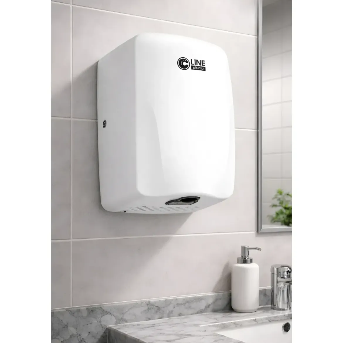 Asciugamani Elettrico Bagno a Parete Automatico 500W Inox Bianco