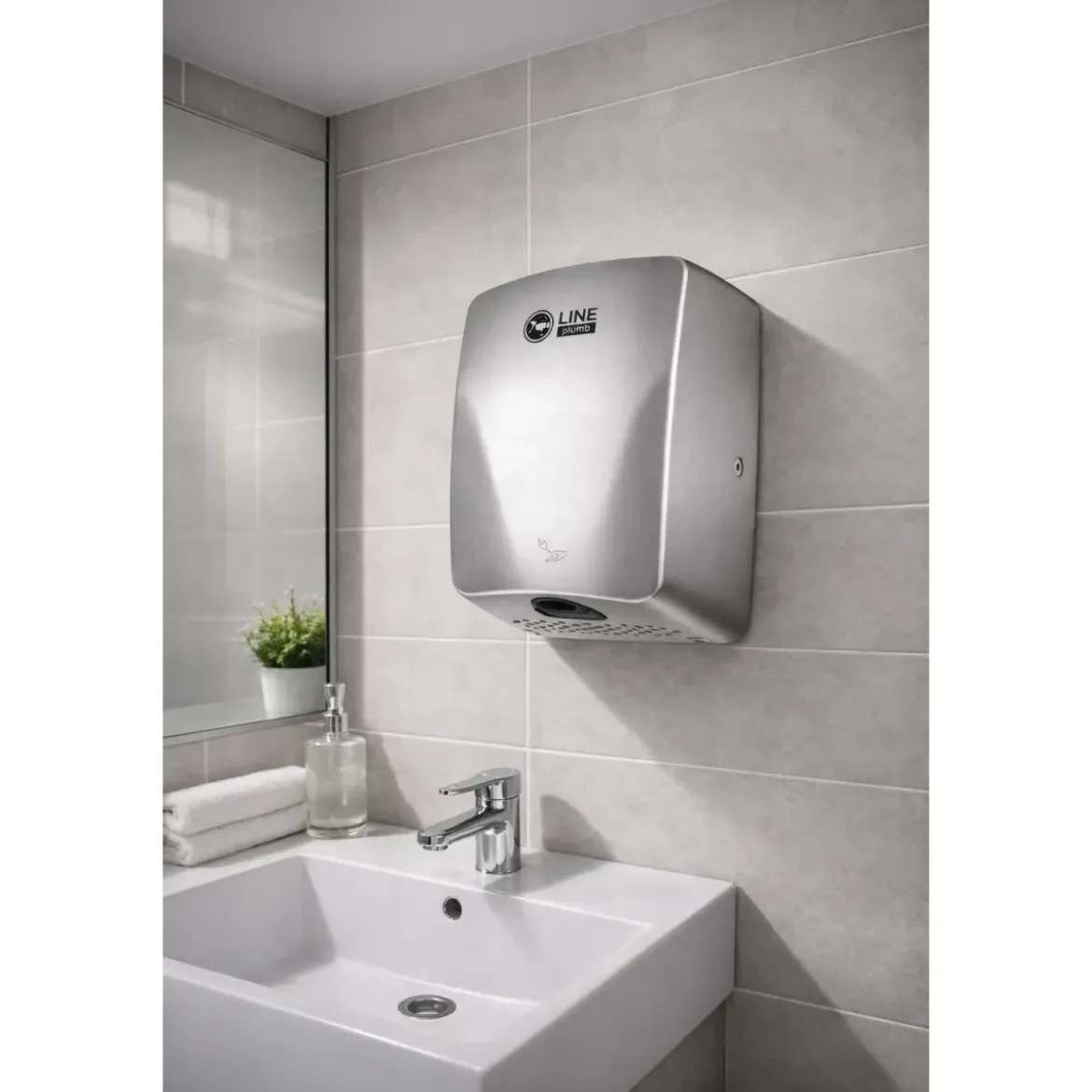 Asciugamani Elettrico da Bagno a Parete Automatico 500W Inox Satinato