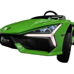 Auto Elettrica Bambini 2 Posti 24V Verde Sedili in Pelle e Telecomando