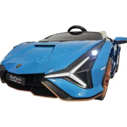 Auto Elettrica Bambini 24V Lamborghini Sian Blu 2 posti Sedili in Pelle