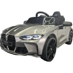 Auto Elettrica per Bambini BMW Grigio 12V Sedile in Pelle Telecomando