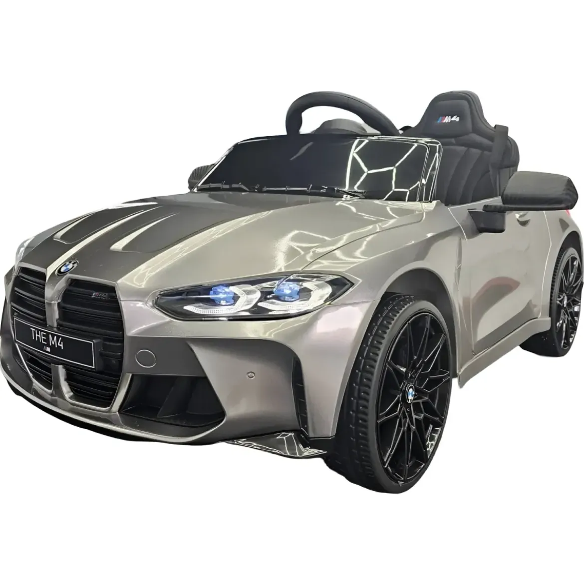 Auto Elettrica per Bambini BMW Grigio 12V Sedile in Pelle Telecomando