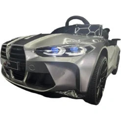 Auto Elettrica per Bambini BMW Grigio 12V Sedile in Pelle Telecomando