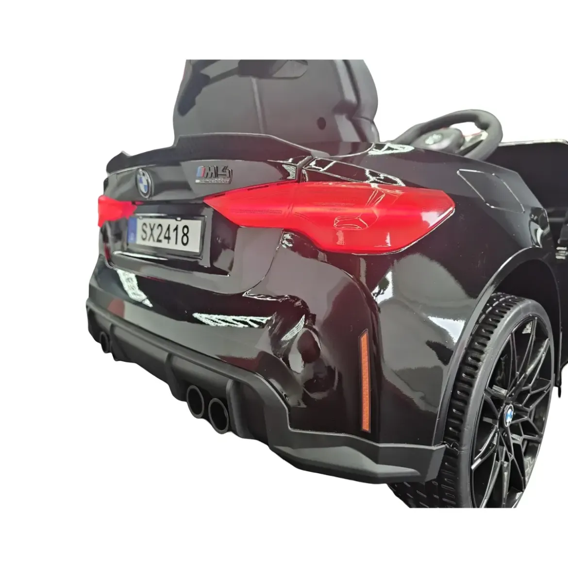 Auto Elettrica per Bambini BMW M4 Nero 12V Sedile in Pelle e Telecomando