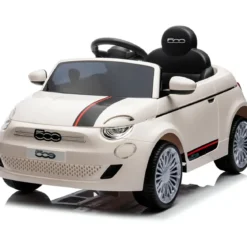 Auto Elettrica per Bambini Fiat 500 12V Bianco Telecomando e Fari LED