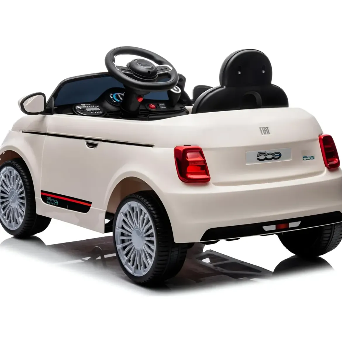 Auto Elettrica per Bambini Fiat 500 12V Bianco Telecomando e Fari LED