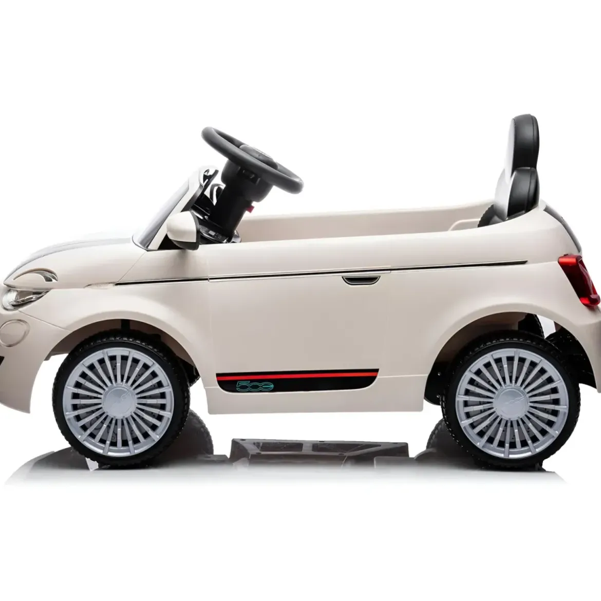 Auto Elettrica per Bambini Fiat 500 12V Bianco Telecomando e Fari LED