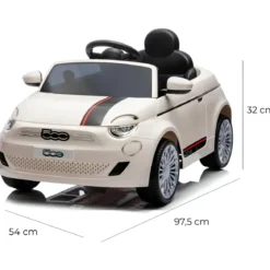 Auto Elettrica per Bambini Fiat 500 12V Bianco Telecomando e Fari LED