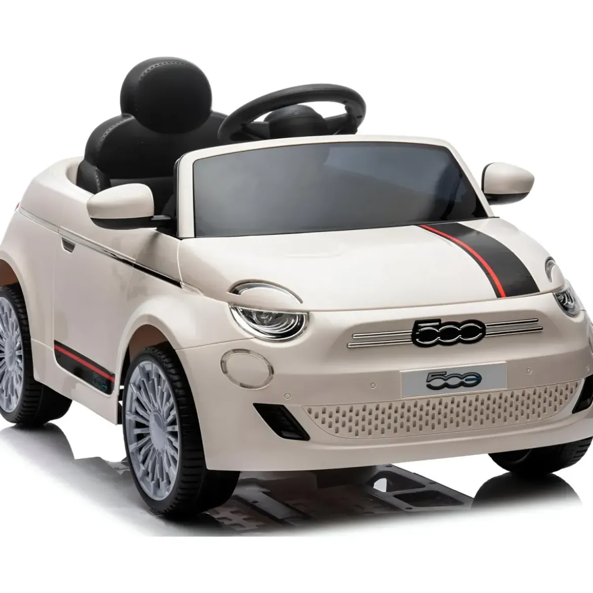 Auto Elettrica per Bambini Fiat 500 12V Bianco Telecomando e Fari LED