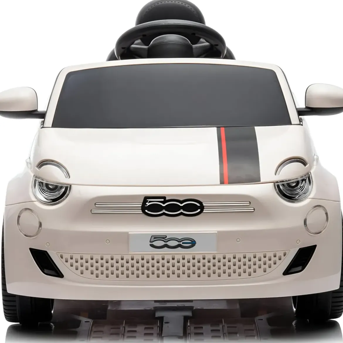 Auto Elettrica per Bambini Fiat 500 12V Bianco Telecomando e Fari LED