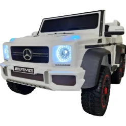Auto Elettrica per Bambini Mercedes G63 Bianco 12V Pneumatici in Gomma