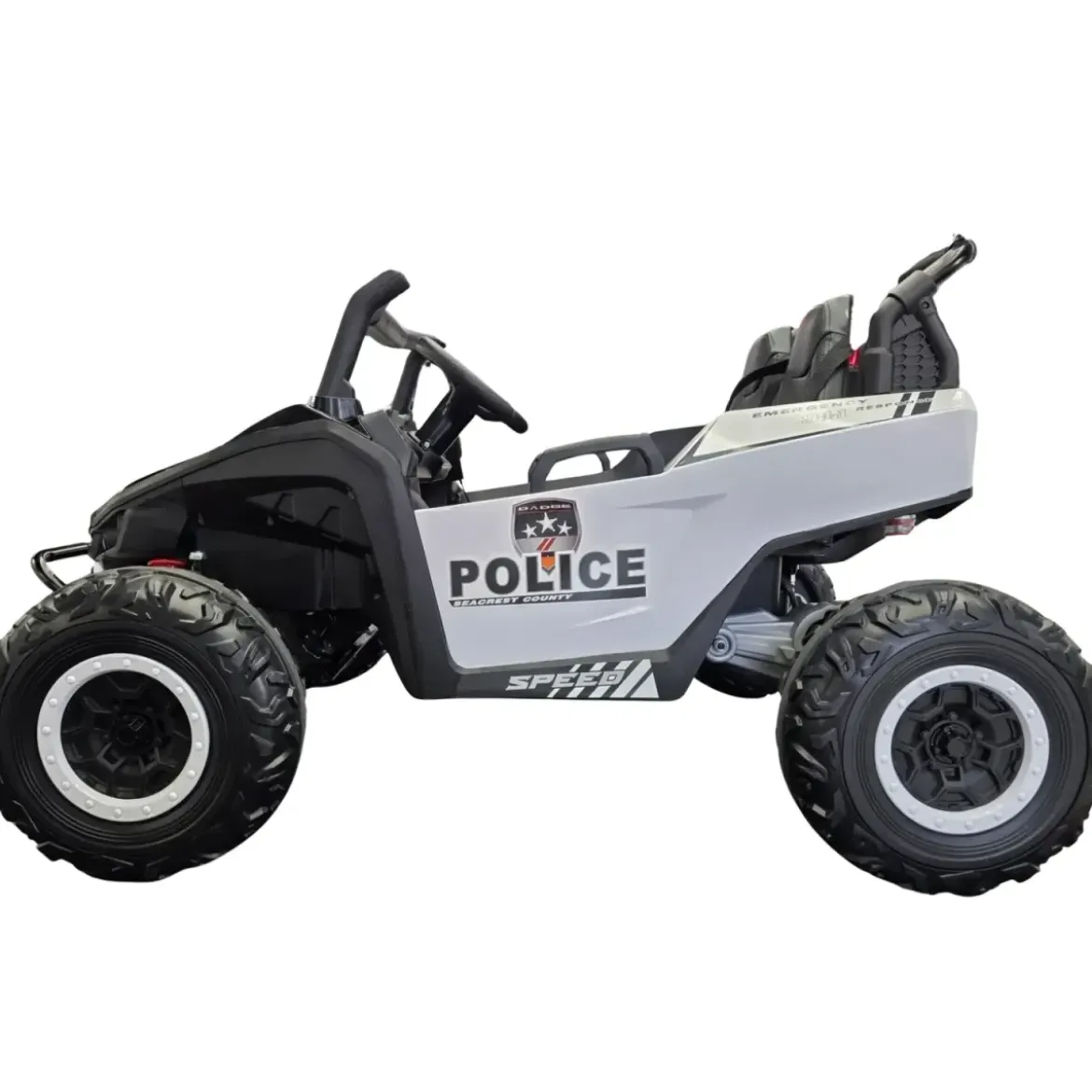 Auto Elettrica per Bambini 24V Buggy Pattuglia Polizia Nero Bianco