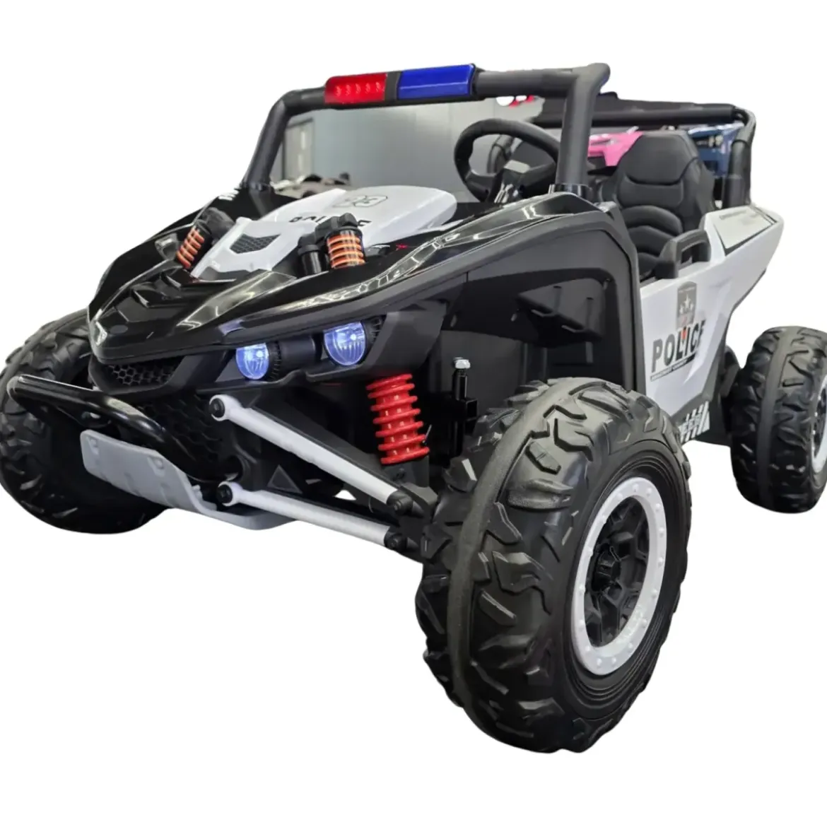 Auto Elettrica per Bambini 24V Buggy Pattuglia Polizia Nero Bianco