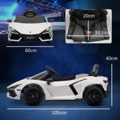 Auto Elettrica per Bambini 10,8V Lamborghini Revuelto Bianco Telecomando