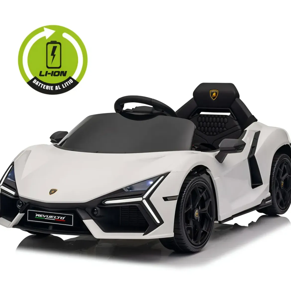 Auto Elettrica per Bambini 10,8V Lamborghini Revuelto Bianco Telecomando