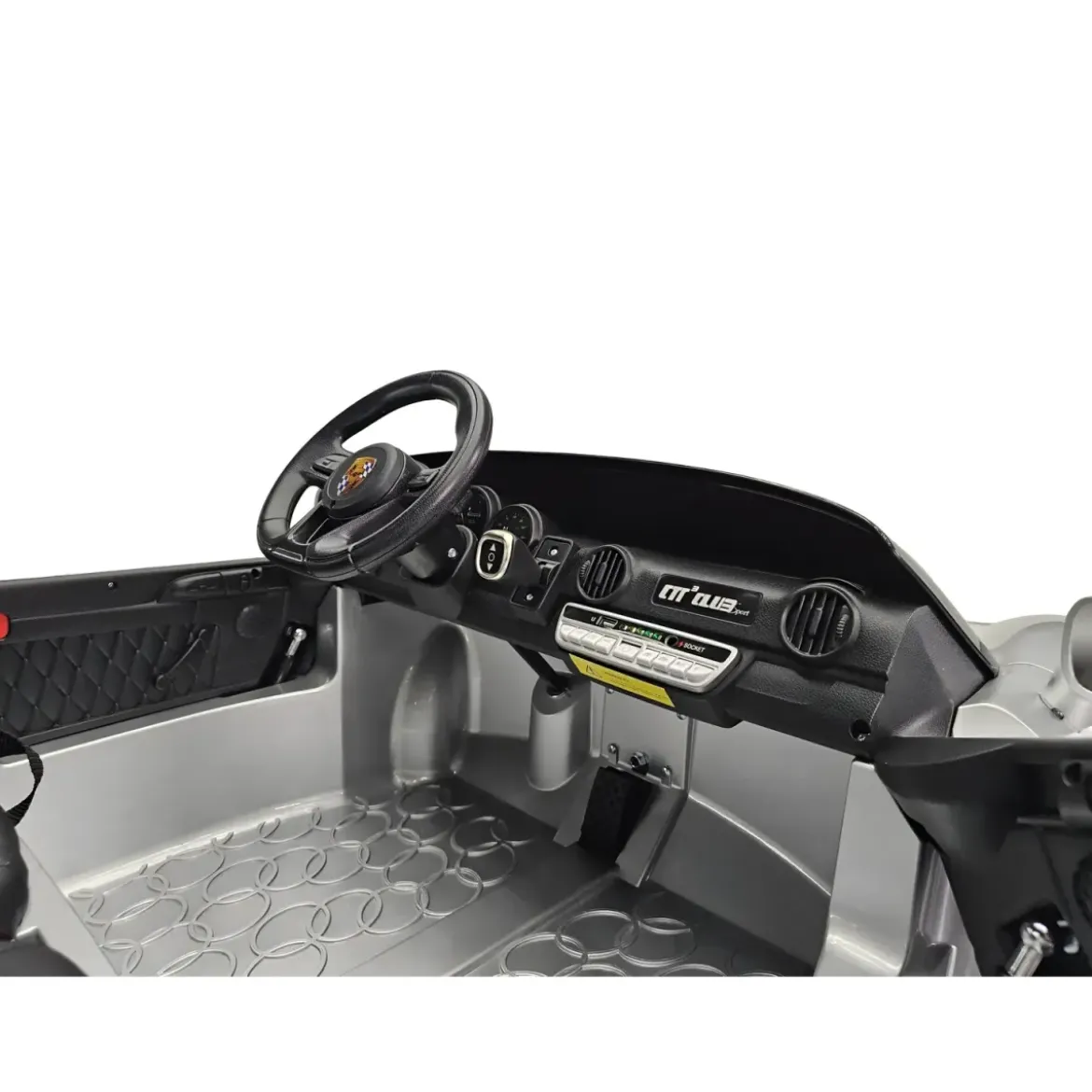 Auto Elettrica per Bambini 24V Porsche 2 Posti Grigio con Luci e Musica