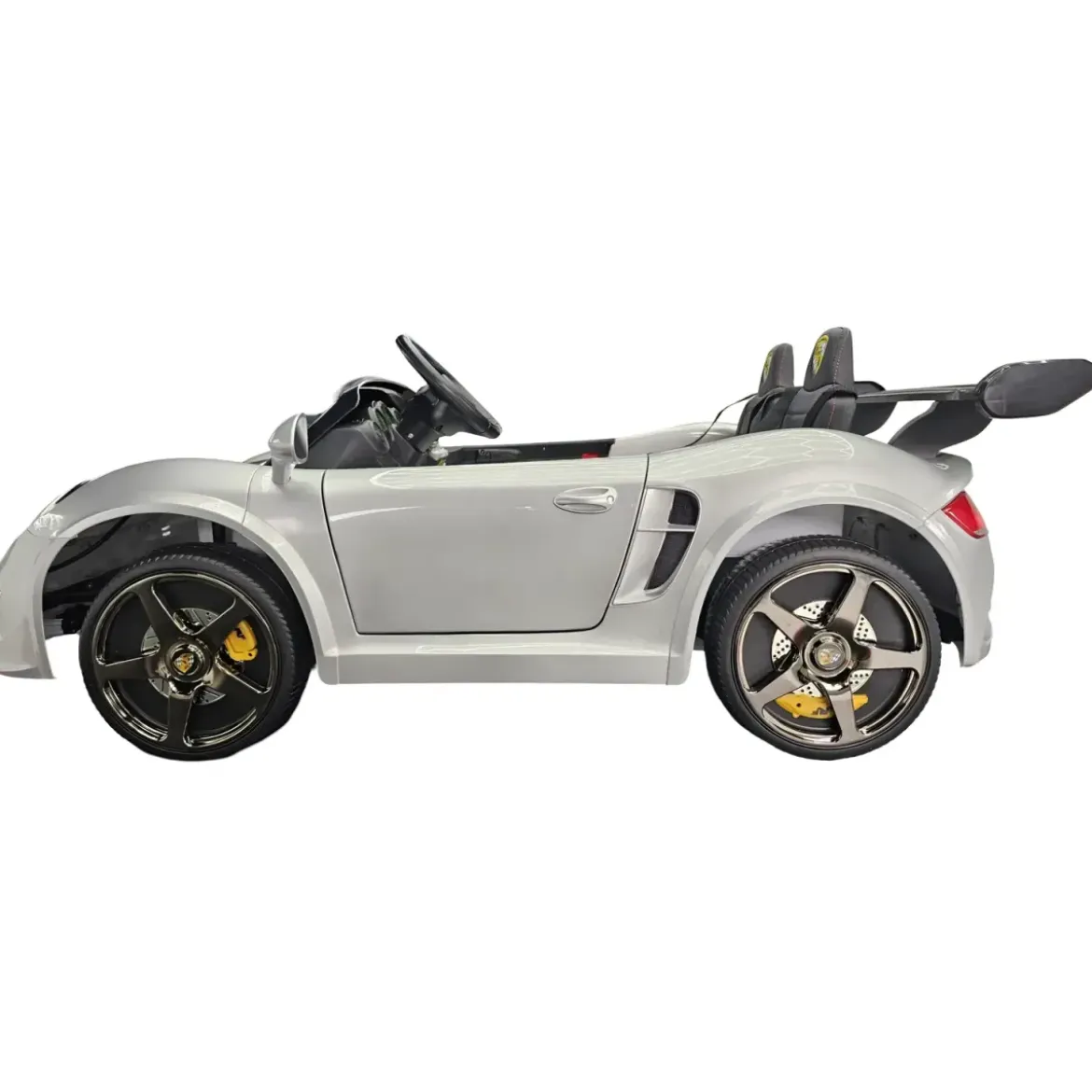 Auto Elettrica per Bambini 24V Porsche 2 Posti Grigio con Luci e Musica