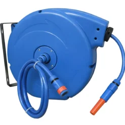 Avvolgitubo da Giardino Automatico 20m Blu da Parete Lancia Inclusa