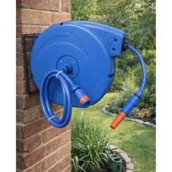 Avvolgitubo da Giardino Automatico 20m Blu da Parete Lancia Inclusa
