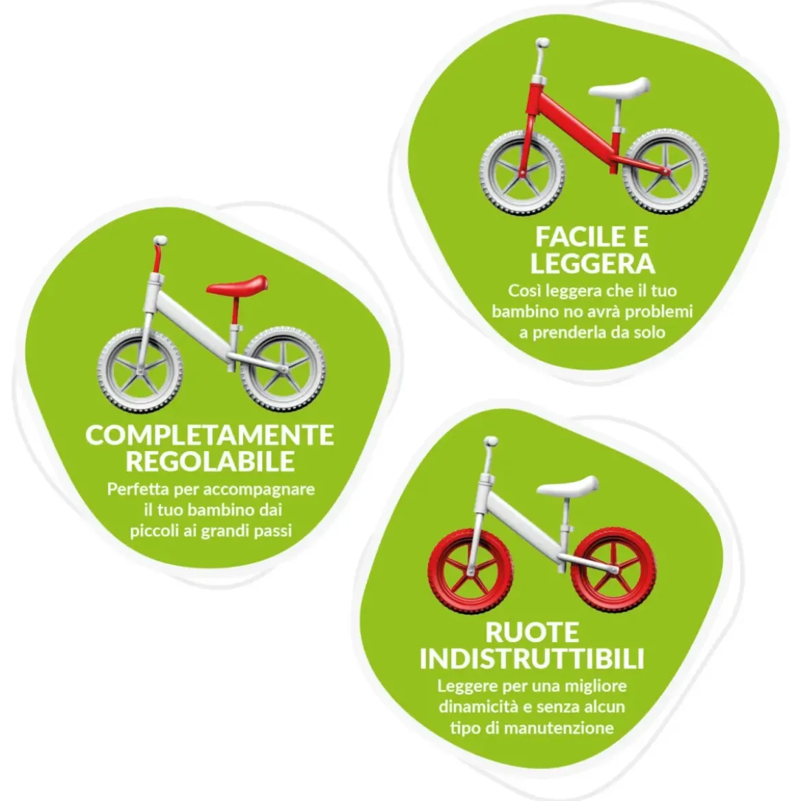 Balance Bike Bicicletta Bambini Azzurra Rocket Senza Pedali 2-3 Anni