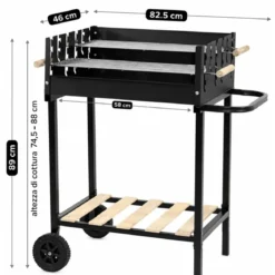 Barbecue a Carbone da Giardino con Ripiano e Griglia Inox Regolabile