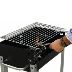 Barbecue a Carbone da Giardino Mattone Refrattario Griglia Regolabile