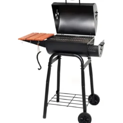 Barbecue a Carbonella Carbone Portatile Legna BBQ con Coperchio Griglia Ghisa