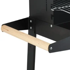 Barbecue a Carbonella con Griglia Inox Regolabile e Ripiani in Legno