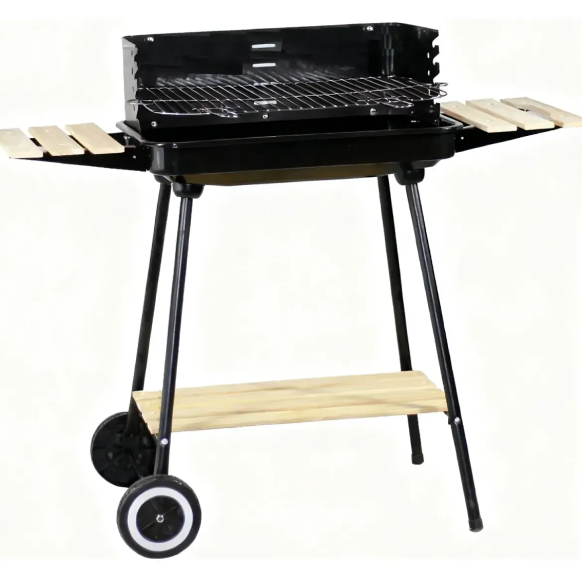 Barbecue a Carbonella da Esterno con Ruote Portatile Griglia Regolabile