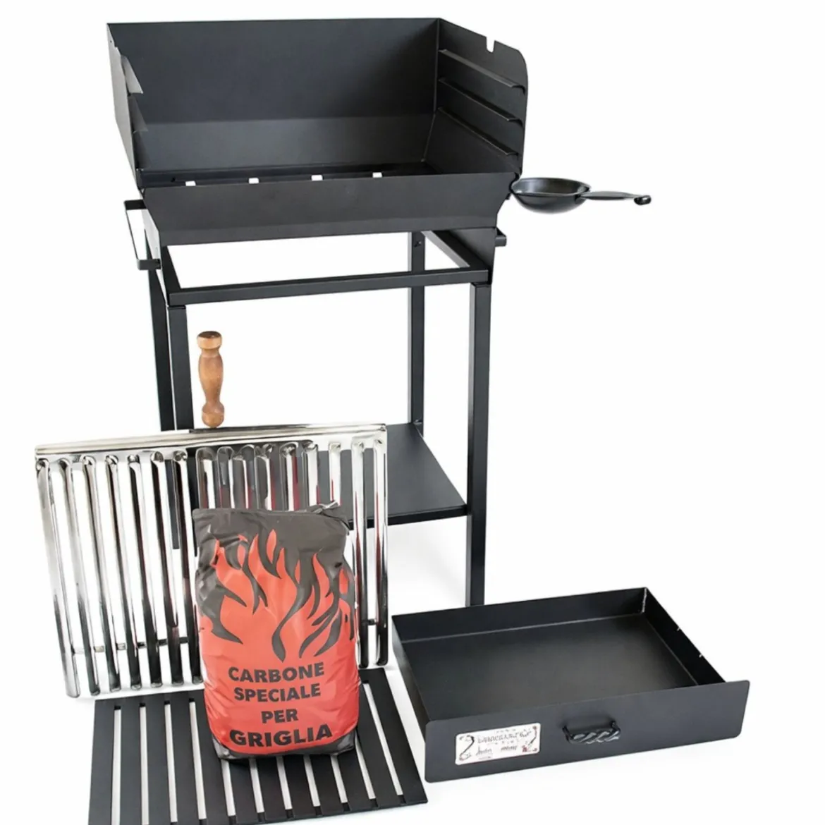 Barbecue a Carbonella Ferro Griglia Acciaio Inox Carbone BBQ da Balcone Giardino
