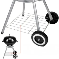 Barbecue a Carbonella Tondo con Coperchio Portatile Ripiano da Esterno