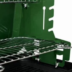 Barbecue a Carbonella Verde a Valigetta con Griglia Regolabile 49x30 cm