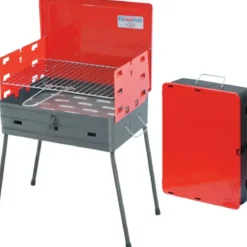 Barbecue a Carbonella 40x30 Richiudibile a Valigetta Rosso Regolabile