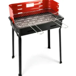 Barbecue a Carbonella 50x30x75 cm Griglia Regolabile Acciaio Rosso