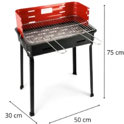 Barbecue a Carbonella 50x30x75 cm Griglia Regolabile Acciaio Rosso
