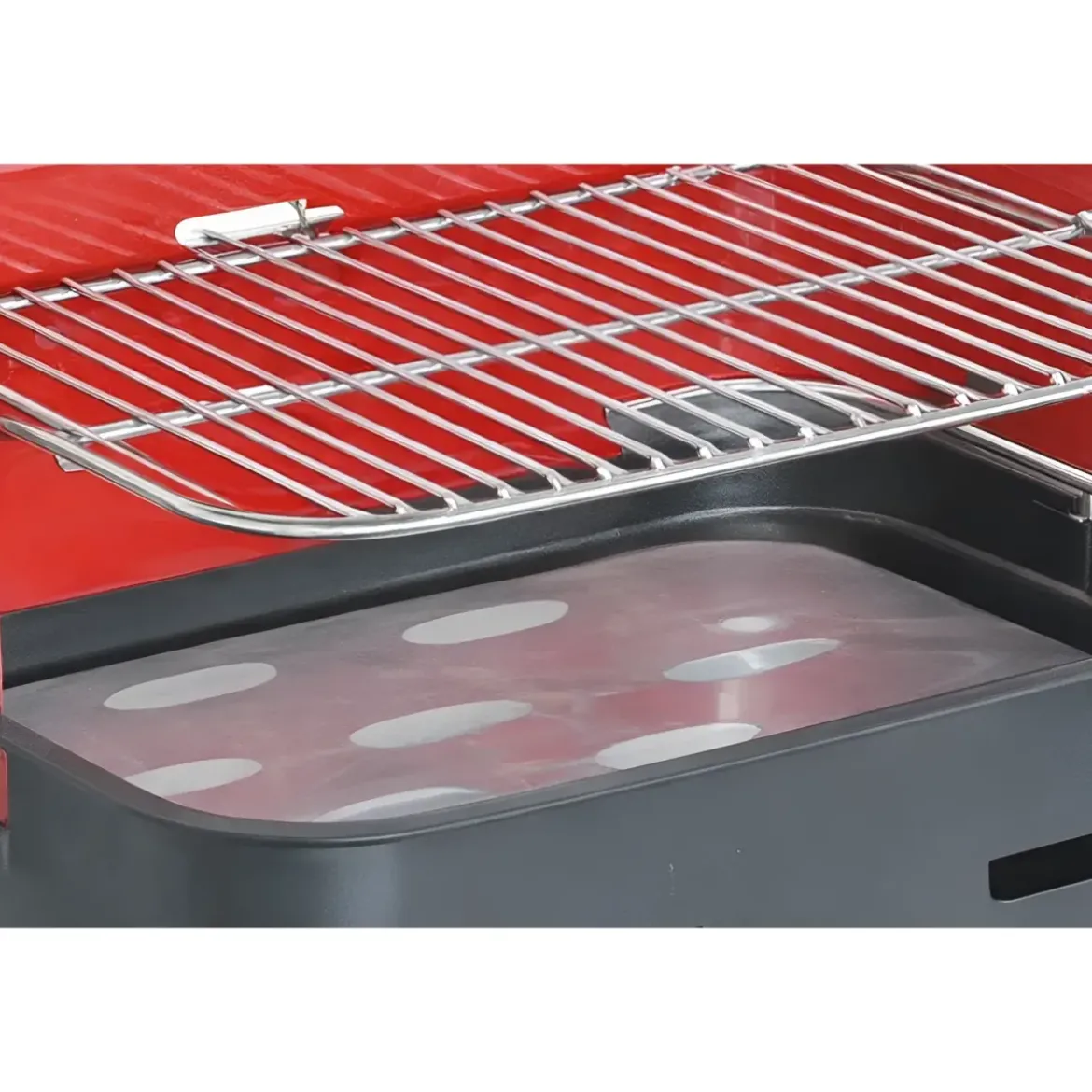 Barbecue a Carbonella 37x27x68 cm Griglia Regolabile Acciaio Rosso