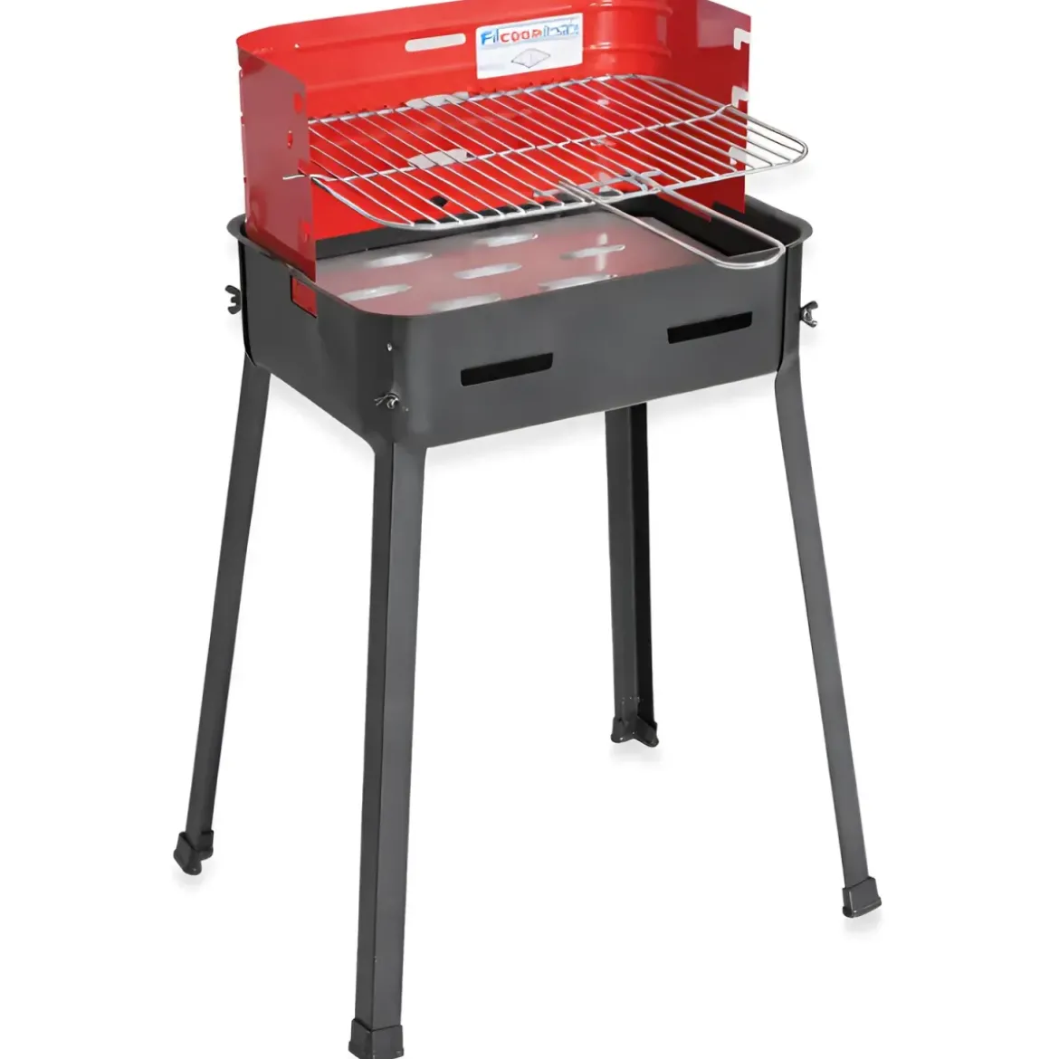 Barbecue a Carbonella 37x27x68 cm Griglia Regolabile Acciaio Rosso