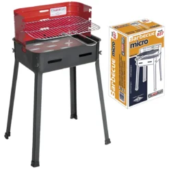 Barbecue a Carbonella 37x27x68 cm Griglia Regolabile Acciaio Rosso