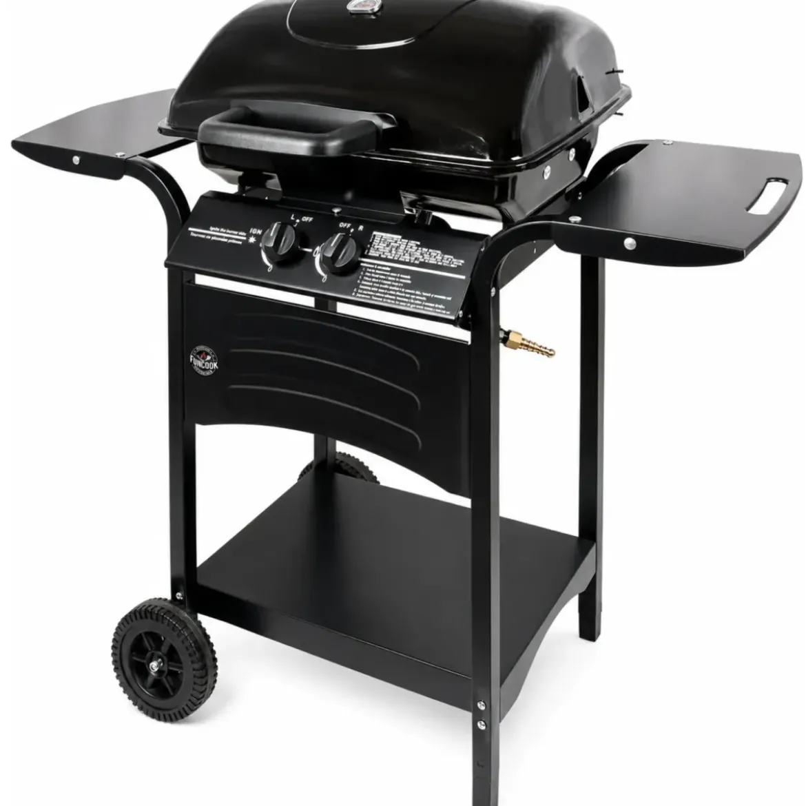 Barbecue a Gas 2 Bruciatori da Giardino 7,5 kW con Ripiano Ruote