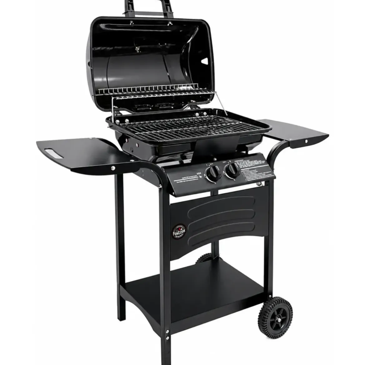 Barbecue a Gas 2 Bruciatori da Giardino 7,5 kW con Ripiano Ruote