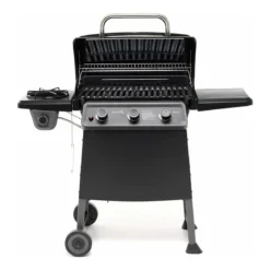 Barbecue a Gas 3 Bruciatori in Acciaio Fornello Laterale 2 Griglie Coperchio BBQ