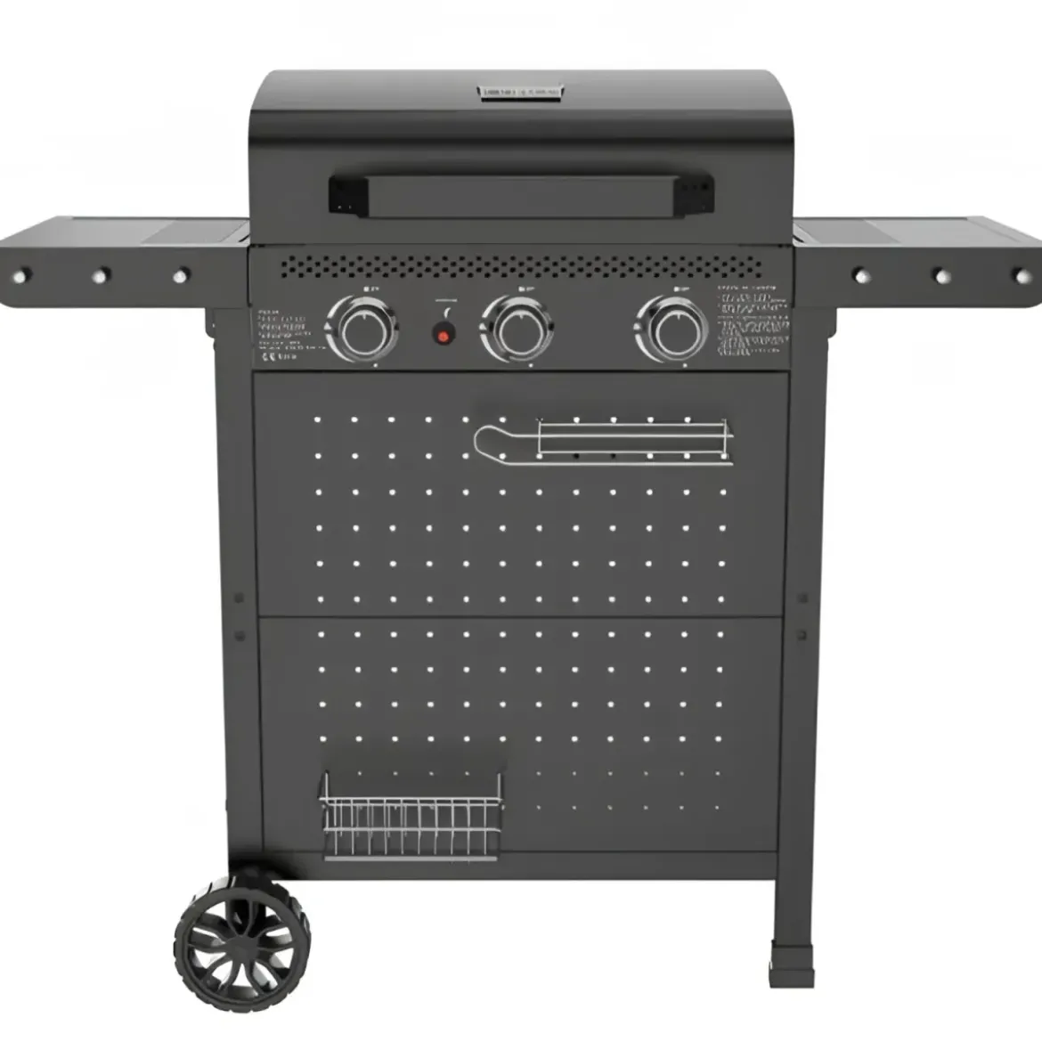 Barbecue a Gas 3 Bruciatori 7,5kW Griglia in Ghisa 55x34cm Giardino