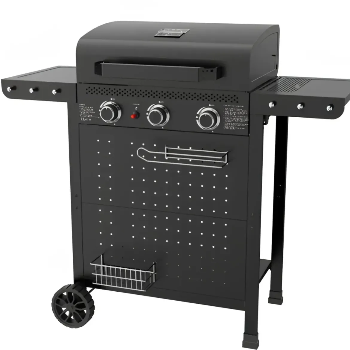 Barbecue a Gas 3 Bruciatori 7,5kW Griglia in Ghisa 55x34cm Giardino