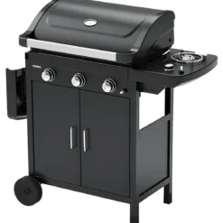Barbecue a Gas Campignaz 3 Fuochi Coperchio Termometro Acciaio Nero