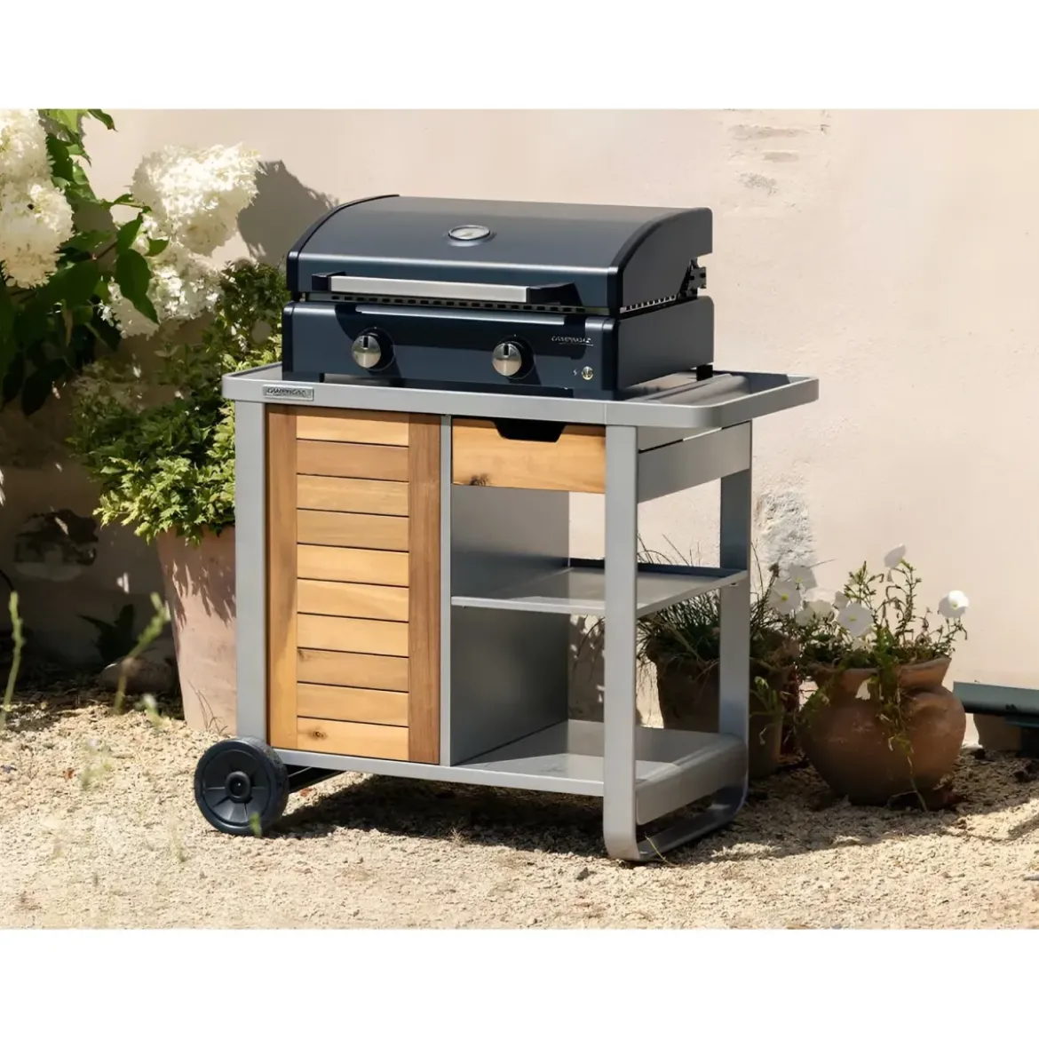 Barbecue a Gas Campignaz Plancha 65x56x31 cm 2 Fuochi Piastra Ghisa