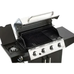 Barbecue a Gas con 4 bruciatori Inox e Fornello Laterale - Cottura Pietra Lavica